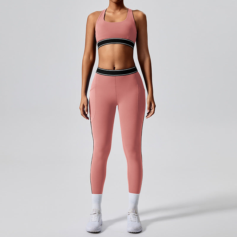 new arrival with chest pad elastic fitness fashion yoga clothes two-piece set women's pilates sports yoga clothes suit
