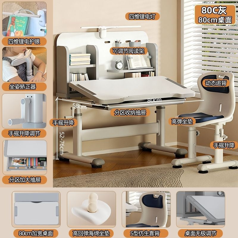 Children's study desk - adjustable height writing desk set for kids, students, and home use - perfect for homework and schoolwork