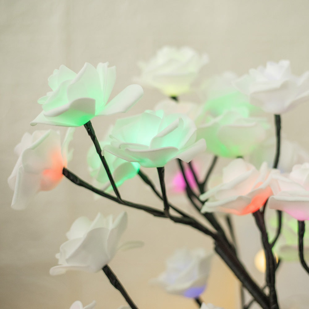 LED rose flower lamp colorful synchronous color-changing small lantern battery box USB dual-purpose simulation Valentine's Day luminous gift