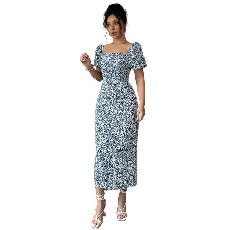 Ebay fashion cross-border export women's summer silmfashionslimming look floral dress