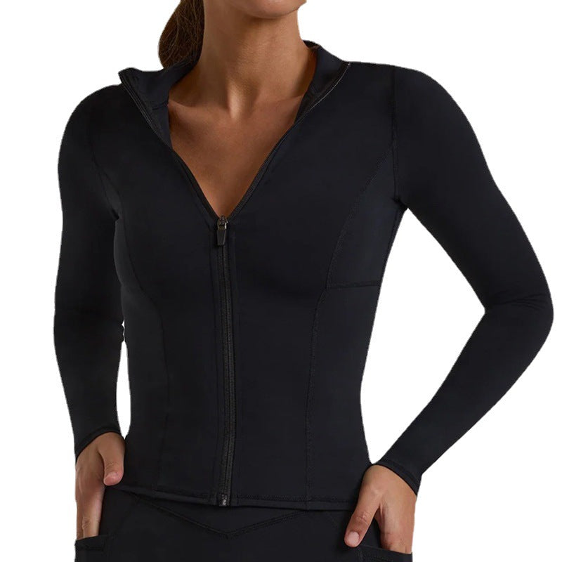 European and american new long-sleeve cardigan yoga top, women's activewear workout jacket, tummy control shaping top, outdoor casual wear