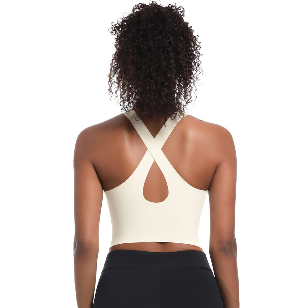 Clearance seamless solid color fitness sports bra running sweat-wicking breathable double-layer anti-show yoga backless yoga top for women