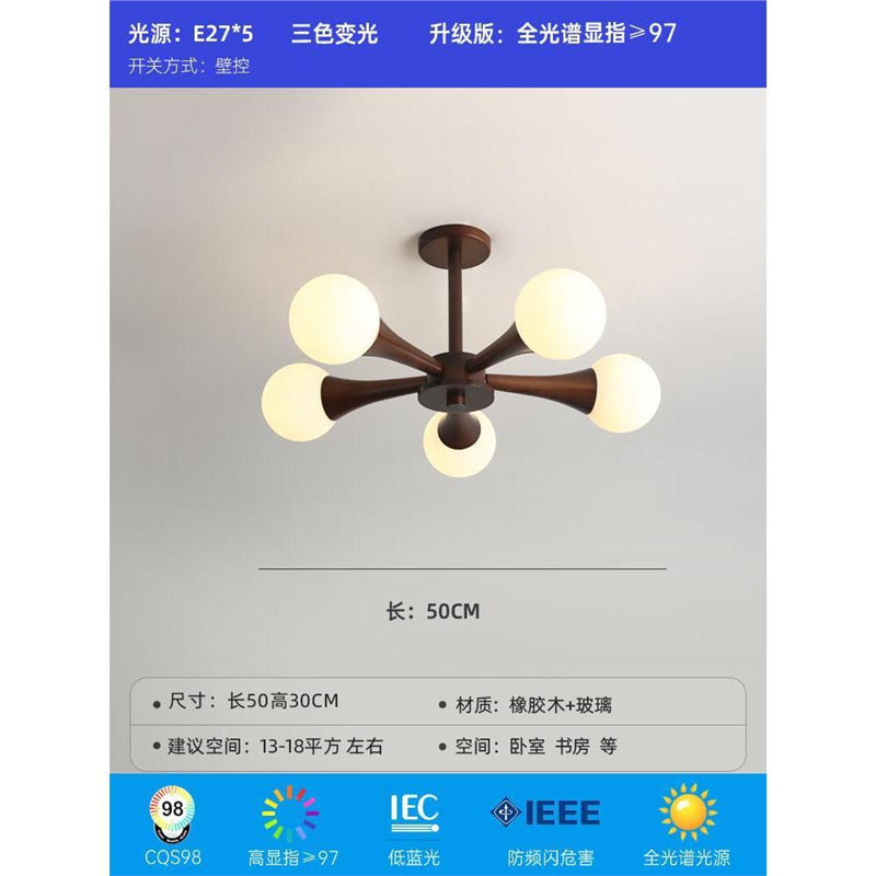 Magic bean bedroom chandelier modern casual japanese wabi-sabi style study ceiling lamp scandinavian creative walnut dining room lamp