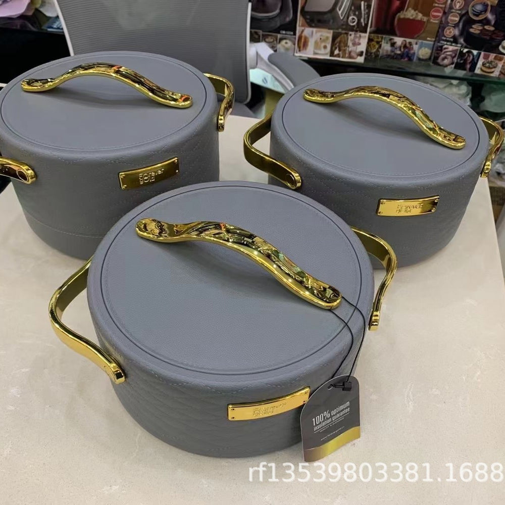 cross-border hot-selling 3pcs food warmer gold label insulated lunch box 1.5l-2l-2.5l insulated tableware