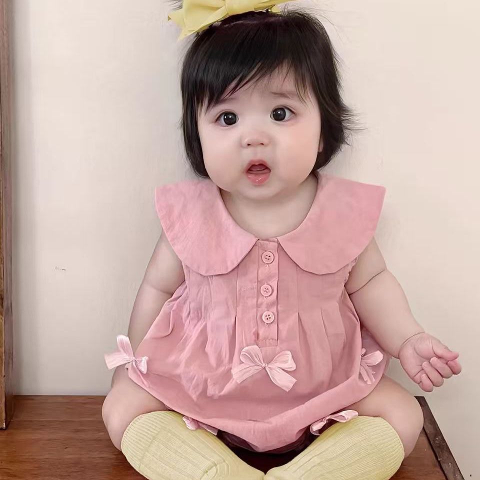Newborn lightweight triangle romper - sweet & chic summer bodysuit for baby girls