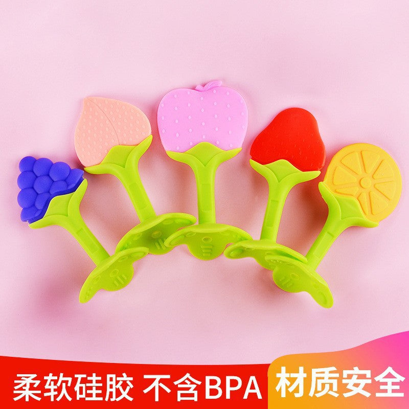 English card pack, silicone baby toothpaste, fruit-shaped chewing glue newborn two-color three-dimensional toothpaste grinding stick
