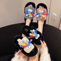 Fuzzy slippers women's outerwear 2025 new korean style ins trendy shoes autumn and winter one-strap thick-soled cotton slippers spring and summer