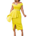D3070 autumn plus size fashion women's elegant commute high waist midi dress european and american export dress cross-border formal wear