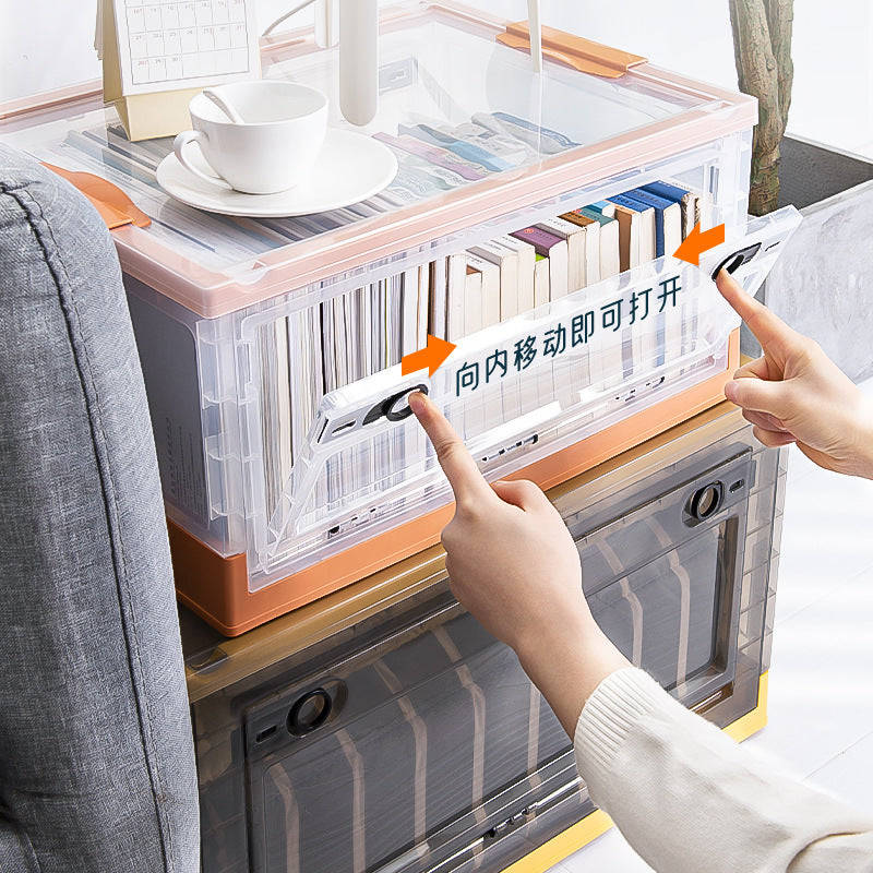 Storage Box Household Plastic Clothes Wardrobe Organizing Box Transparent Foldable Storage Box Snacks Toys Clothing Books