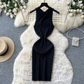 K-style sleeveless knitting silmdress women's summerretro silmslimming look a-line skirt work clothingeasiest for match vest skirt