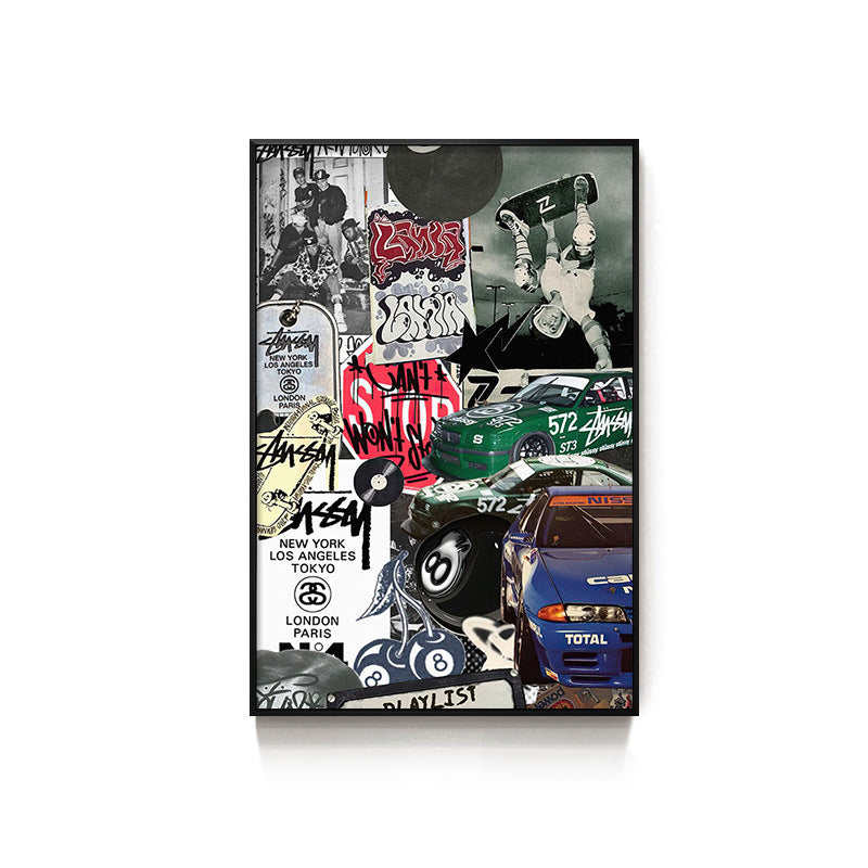 Black eight-ball billiard hall hanging picture billiard room club wall decoration painting creative graffiti trend chess and card club painting