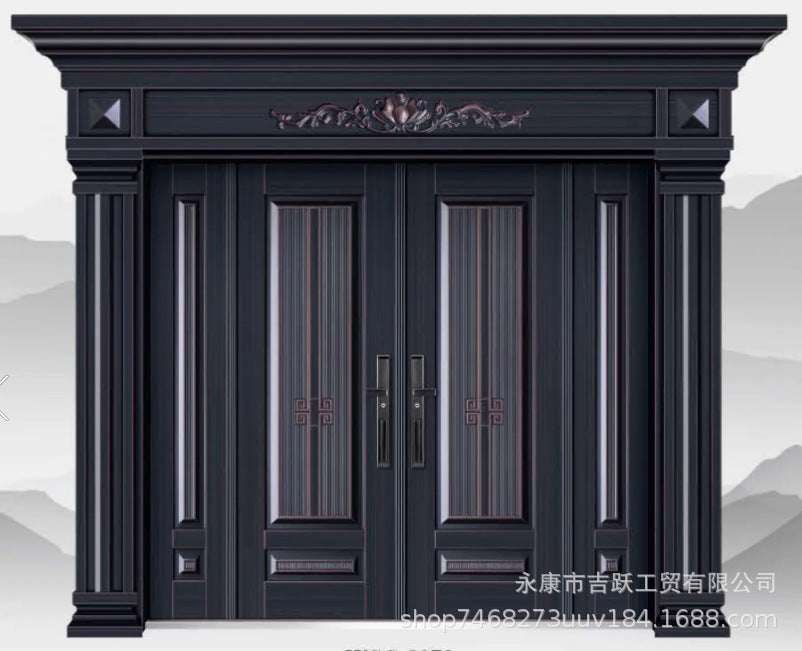 Zinc alloy villa door double door courtyard door entrance double door rural self-built house security door for home entrance door