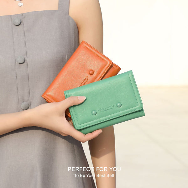 Foreign trade  short women's wallet, simple and fashionable pu change bag, high-end sense, multi-card card bag, niche women's models