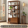 New chinoiserie bogu rack duobao pavilion purple clay pot display rack tea and wine cabinet tea room storage rack display rack casual style bamboo