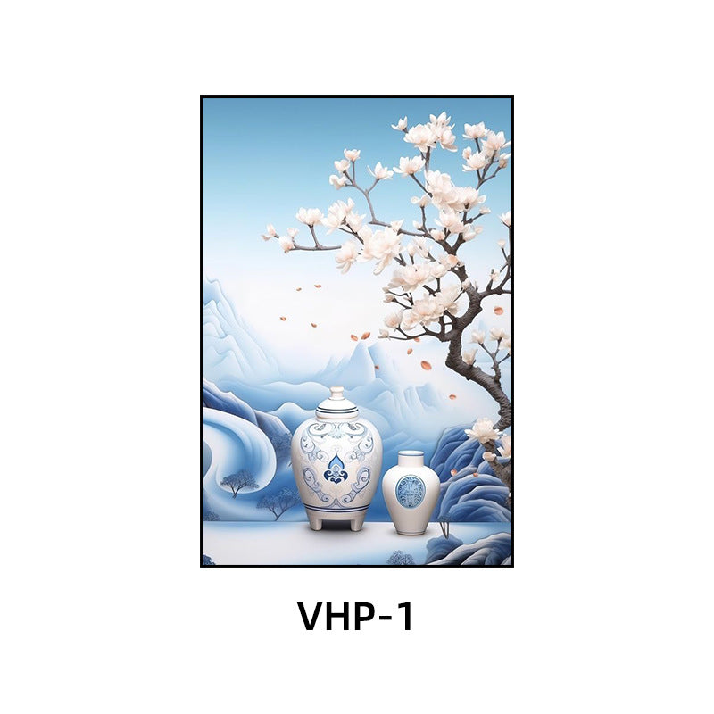 Blue and white porcelain decorative painting vase porcelain ceramic new Chinese style living room hanging painting hotel hotel restaurant box Chinese style