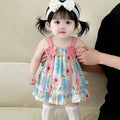 Summer lightweight chic & cute versatile dress - new sweet style baby girl floral suspender romper dress