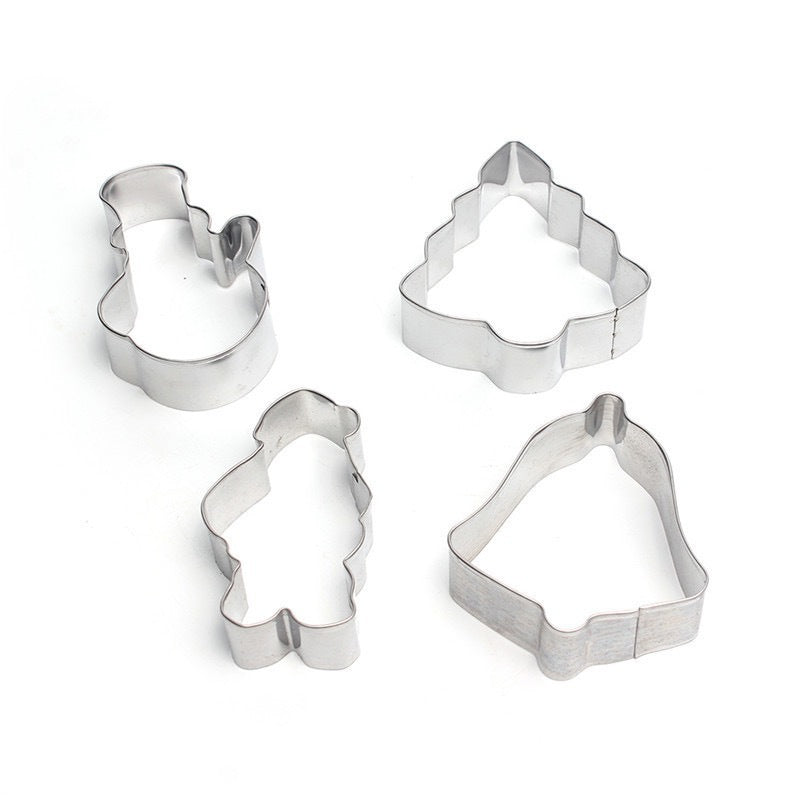 Factory direct christmas stainless steel cookie cutters - christmas tree & santa series - diy baking molds for cookies