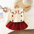 Girls' school uniform set: new autumn/winter style with large collar sweater and plaid skirt - trendy two-piece jk uniform for kids