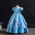 Export kids dress satin rainbow edge princess dress girl puff sleeve high-end birthday piano performance dress