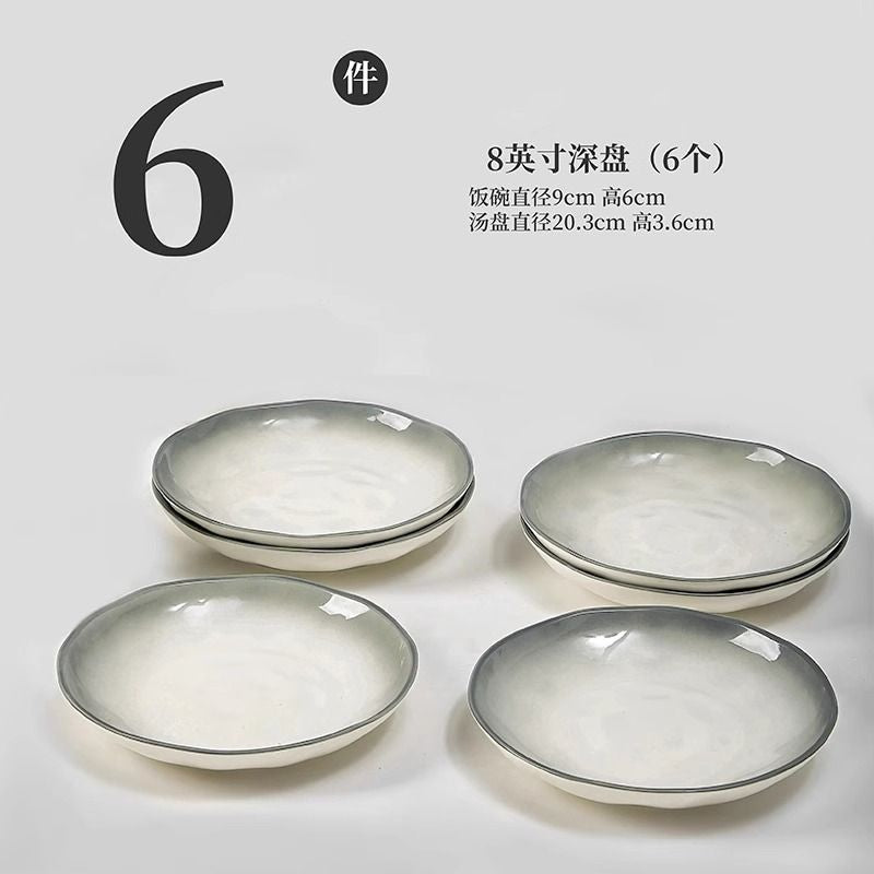 Ceramic rice bowl for home2025new arrival underglaze color classy sense tableware eating bowl plate dish suit small bowl