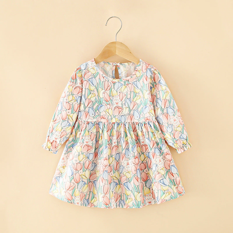 Girls' autumn dresses: simple spring/autumn dresses for toddlers and young children, korean style princess dresses, baby dresses for autumn and winter