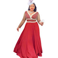 Fashion cross-border export  dress african plus size women's clothing autumnew arrival lace patchwork sequined long skirt