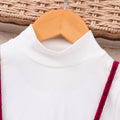 Two-piece set for young girls (middle school age): high-neck, flared long-sleeve top and corset-style camisole dress
