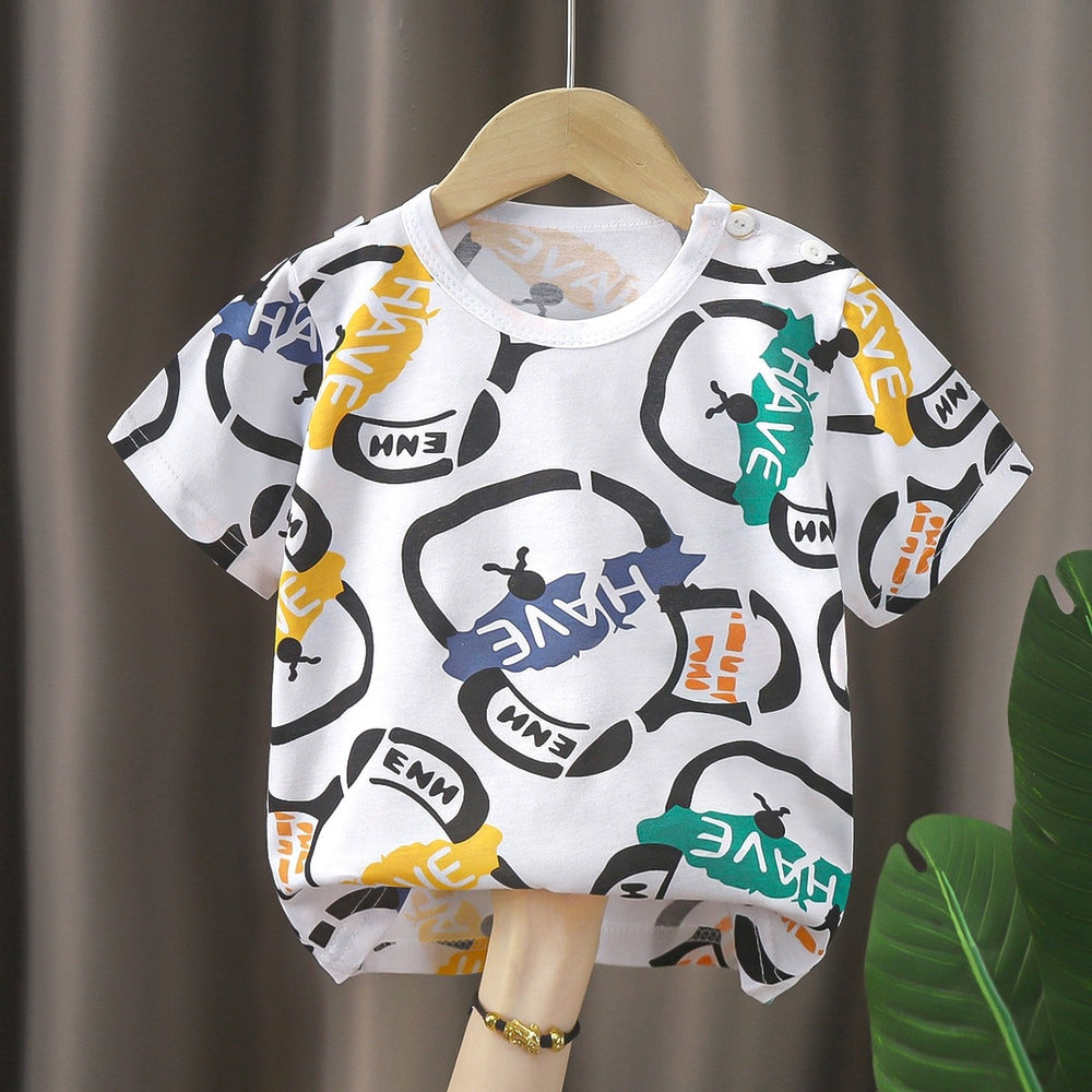 Kids' summer : pure cotton t-shirts for boys and girls - boys' tops, girls' crew neck short-sleeve tees, baby cartoon short-sleeves