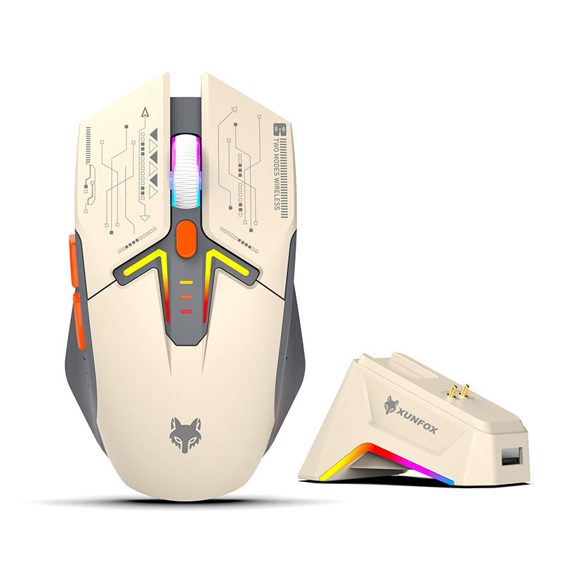 Dazzling silver fox h2 rechargeable rgb illuminated mouse - bluetooth wireless dual-mode mouse - lightweight laptop gaming mouse for esports