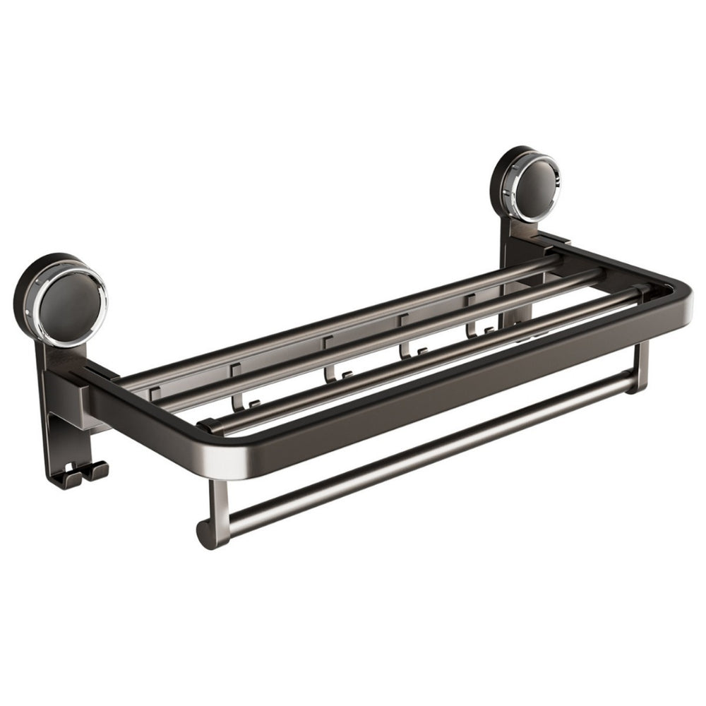No-drill suction cup shelf - bathroom towel rack & clothes organizer - toilet storage rack