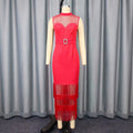 High neck see-through sexy mesh panel sleeveless bodycon dress with tassel hem - slim fit elegant evening gown