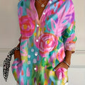 wholesale women's long-sleeved shirts, trendy all-season shirts with popular cross-border print designs, dropshipping available