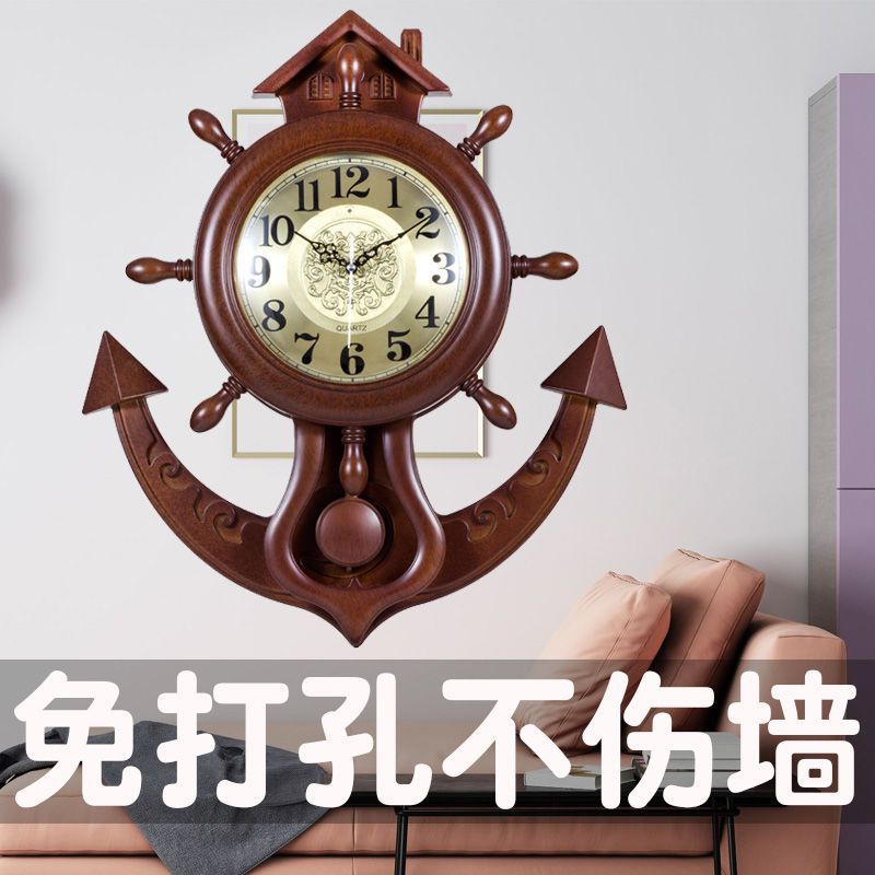 European retro swing clock living room wall clock fashion clock bedroom silent quartz clock creative clock