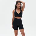 seamless knitting high-elastic tight sexy yoga suit cross-shaped back running fitness two-piece set