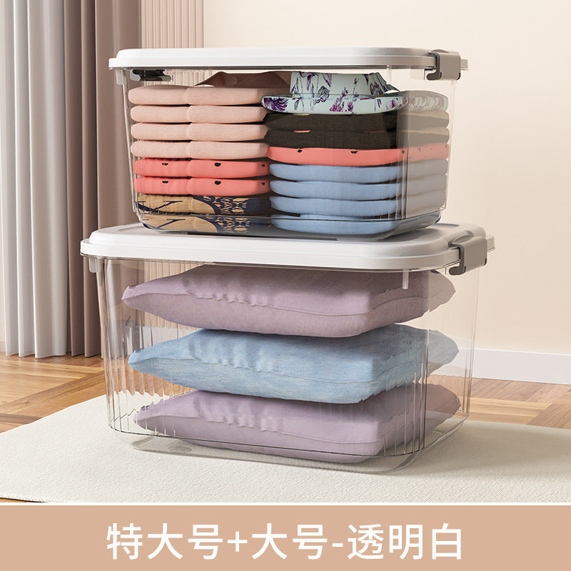 Household acrylic transparent storage box with lid, clothes storage box, household quilt sundries finishing basket wholesale