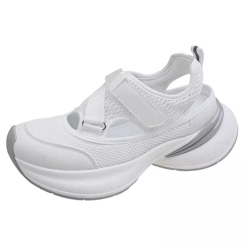 Thick solecasualwhite shoes women's cut out breathable dad shoes women's 2026 summer new outwear running sports sandals