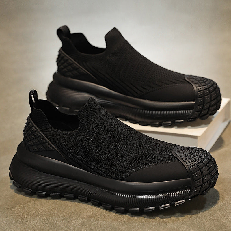 Men's shoes 2026 spring new slip-on men's shoes breathable thin mesh sock shoes tire thick sole casual sports
