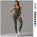 European and american seamless ribbed bodysuit yoga outfit - tummy control, butt lift, sports bra, tight-fitting bodysuit, quick-dry fitness apparel for women