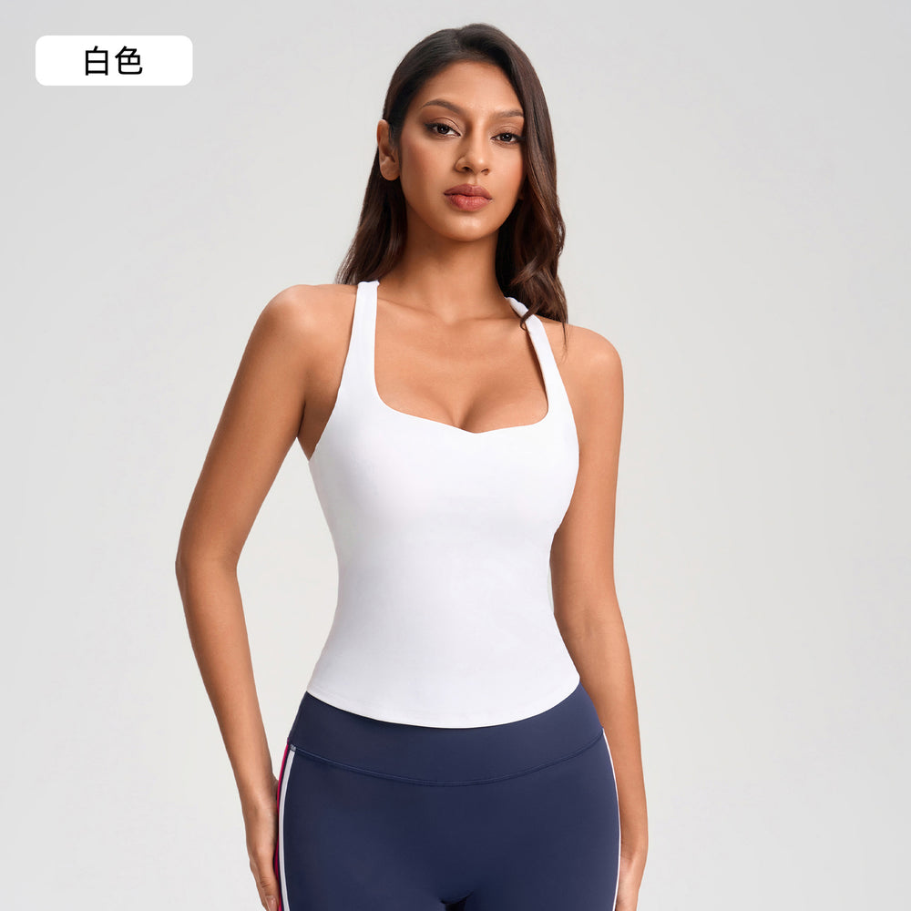 Women's yoga tank top - racerback, built-in bra, perfect for pilates, fitness, and activewear - yg-1007