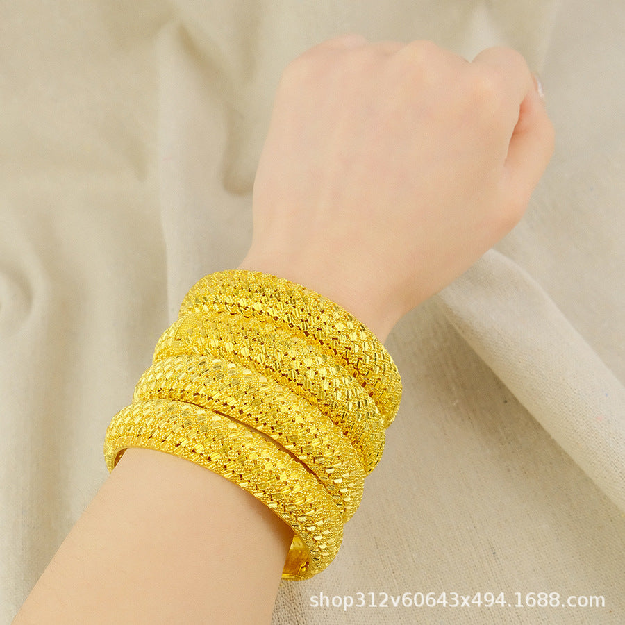 Middle east dubai 24k gold plated women's bangle luxury jewelry designer indian bracelet african arabian wedding