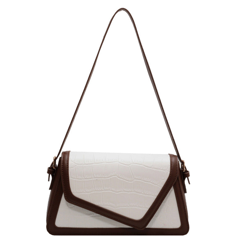 Cross-border new crocodile pattern armpit bag, simple texture and contrasting color, shoulder messenger bag, fashionable and versatile portable small square bag.