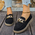 Export metal chain thick bottom loafers for women autumnew arrival cloth large size cross-border low-top shoes wholesale