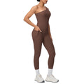 New arrival: cross-border brushed microfiber seamless tank top & leggings set - pocketed activewear for running, fitness, and yoga (two-piece)