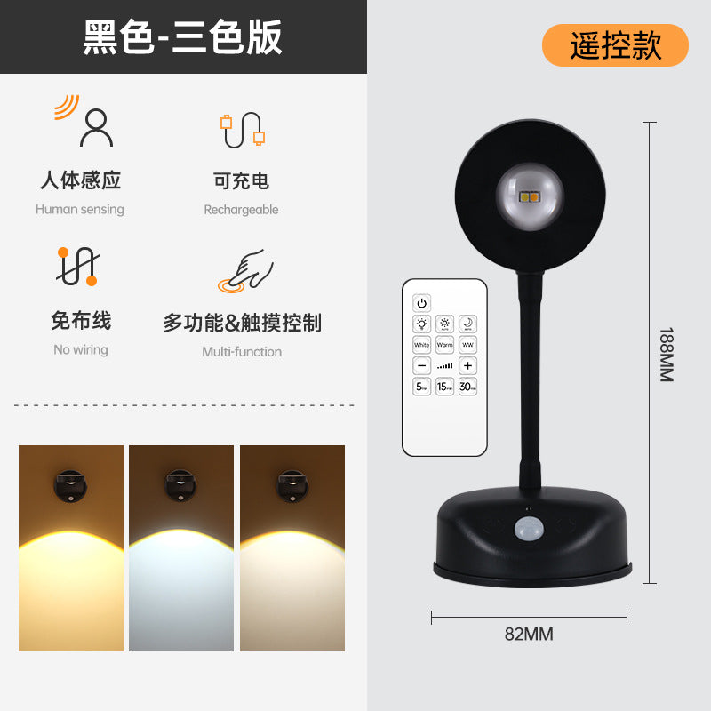 new arrival indoor wiring-free wall lamp spotlight rechargeable led smart human body sensor light remote control picture light