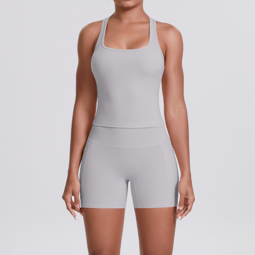 New arrival: seamless, body-hugging yoga set - sexy open-back, high-waisted, butt-lifting workout shorts - quick-dry running & fitness apparel