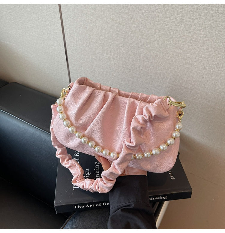 Cross-border large-capacity bag women's summer 2025 new casual messenger bag Korean version single shoulder underarm pleated cloud bag