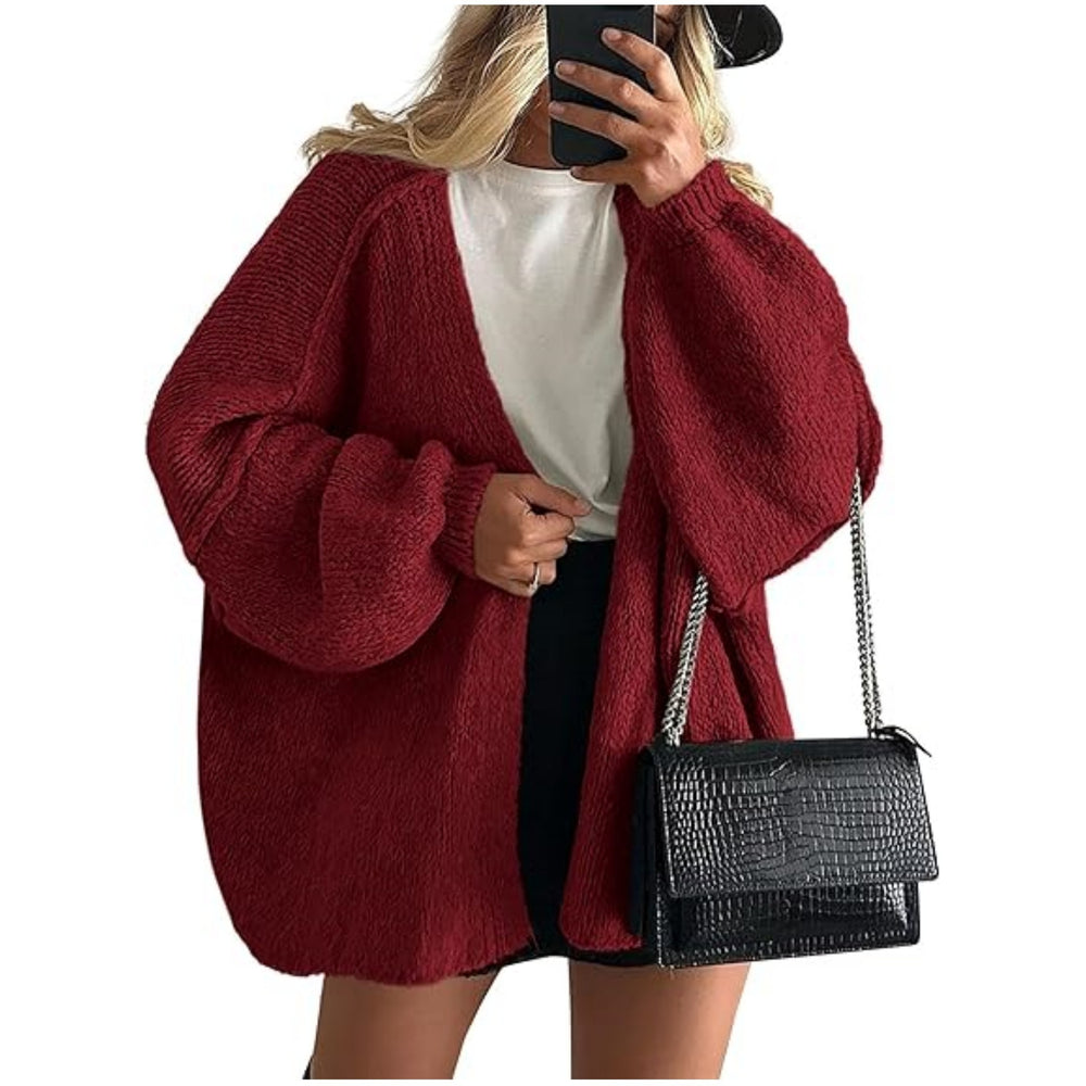 2025 fall/winter new european and american cross-border commute women's knitted top, european and american casual sweater cardigan, loose fit open front