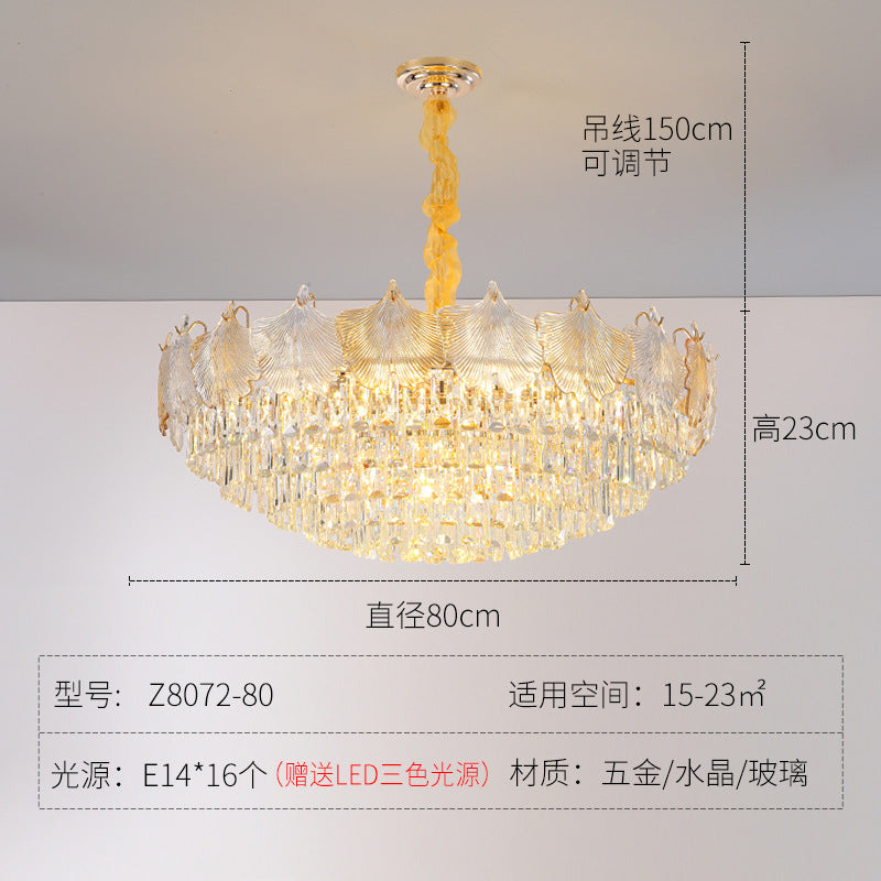 French crystal chandelier cream wind lighting glass medieval lamps light luxury 2023 new living room master bedroom lamp