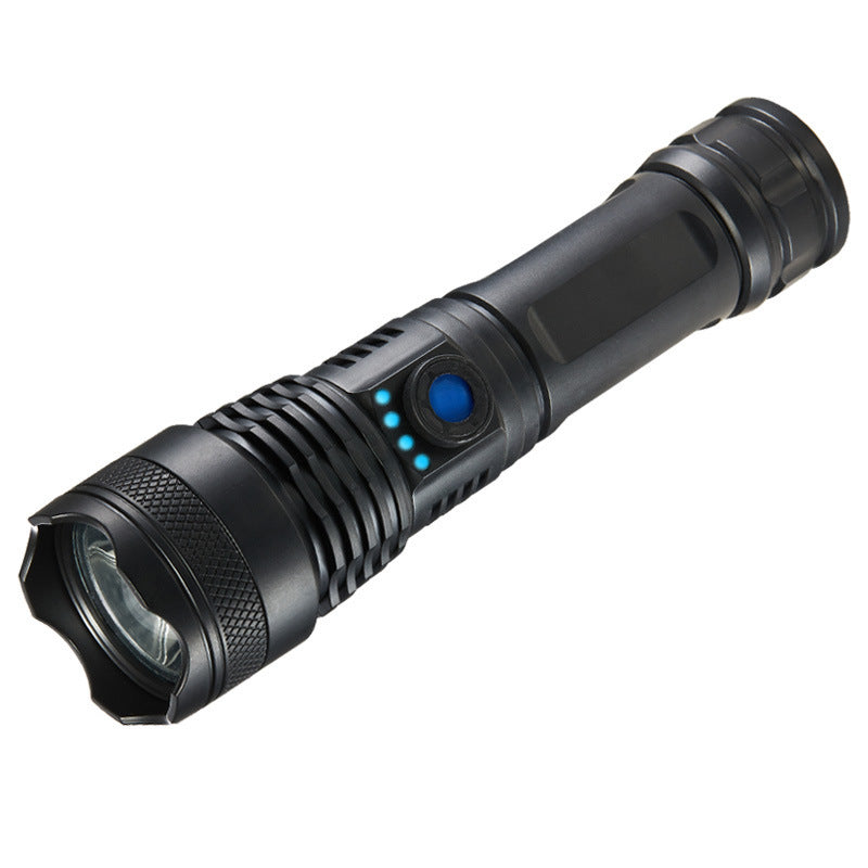 Hot-selling strong light flashlight zoom power display flashlight rechargeable outdoor portable long-range flashlight
