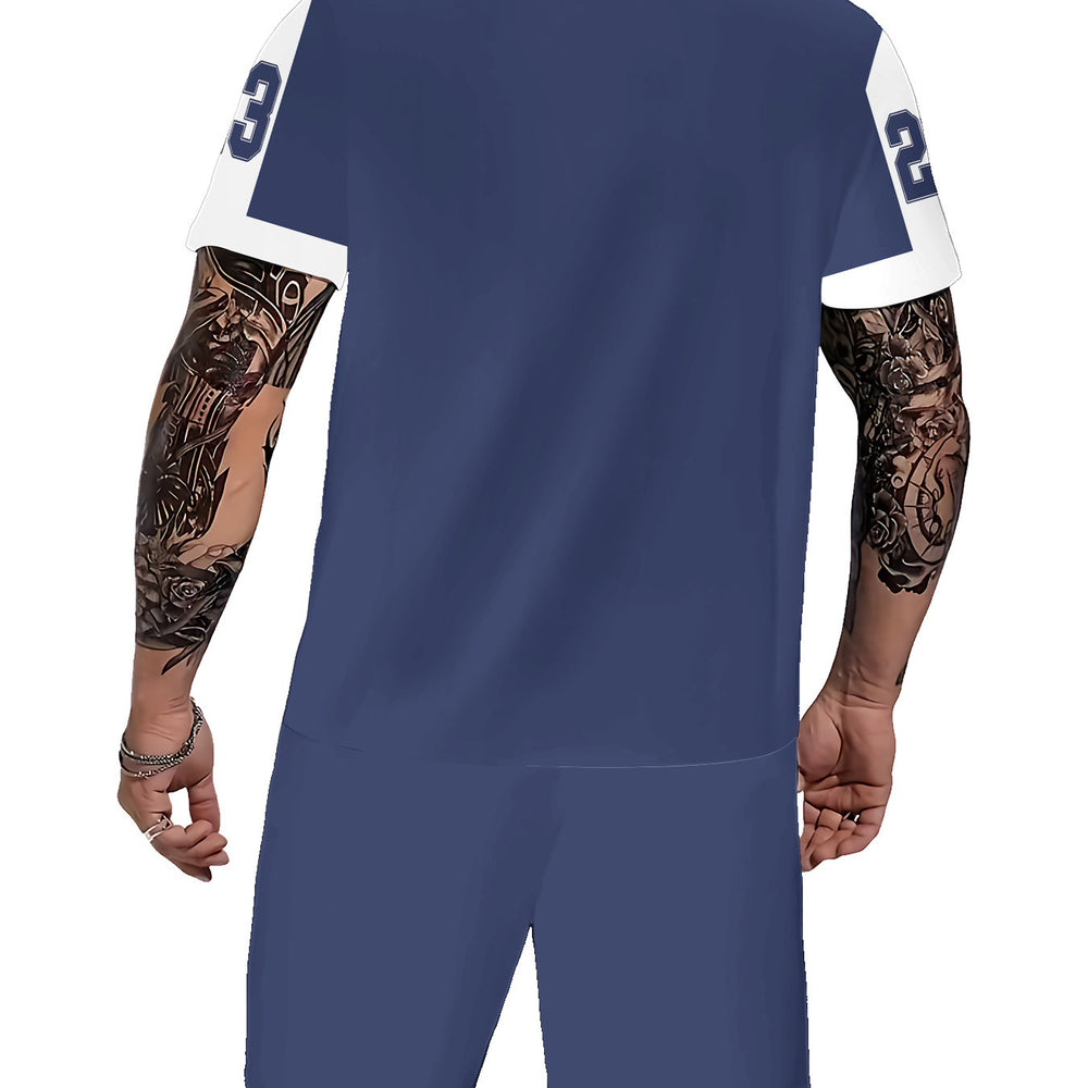 Men's casual tracksuit set, featuring a "32" number print, a popular cross-border european and american style